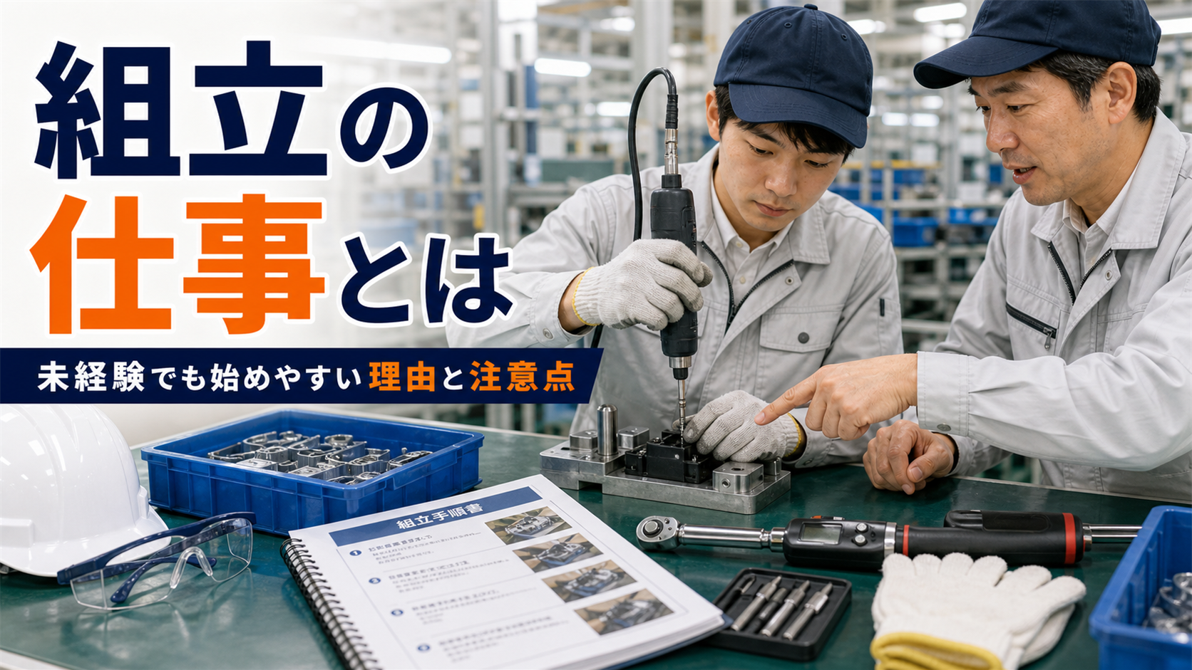 組立の仕事とは｜工場未経験でも始めやすい理由と注意点の要点をタイトル文字中心で伝えるアイキャッチ画像