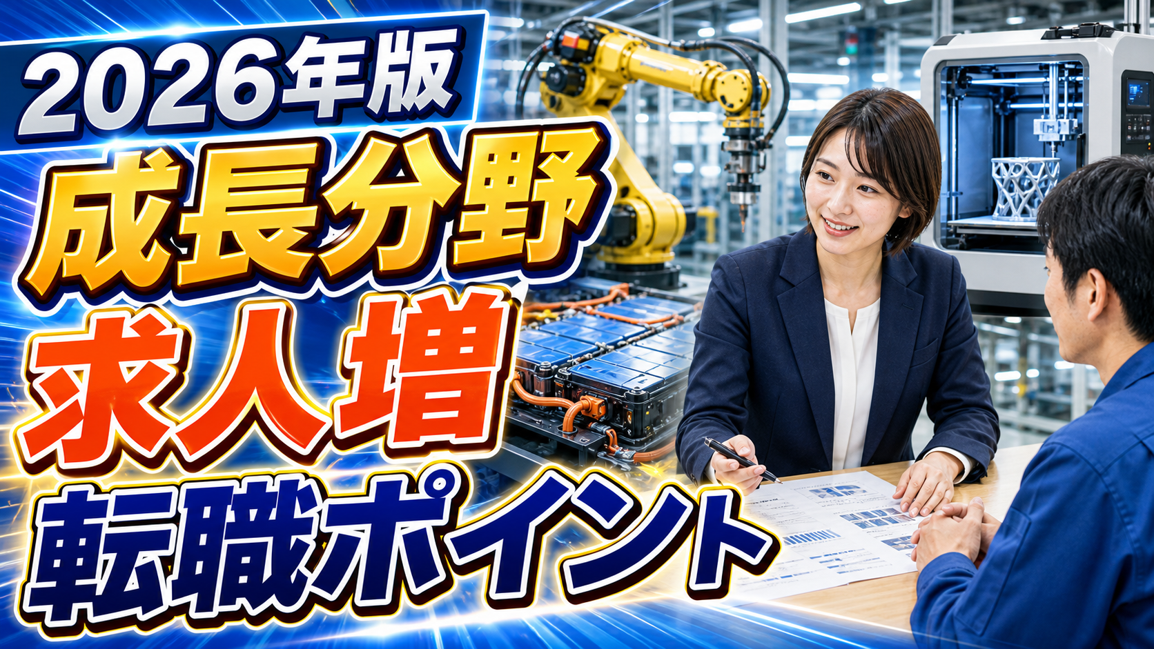 製造業求人が増える成長分野を伝える派手めのアイキャッチ画像