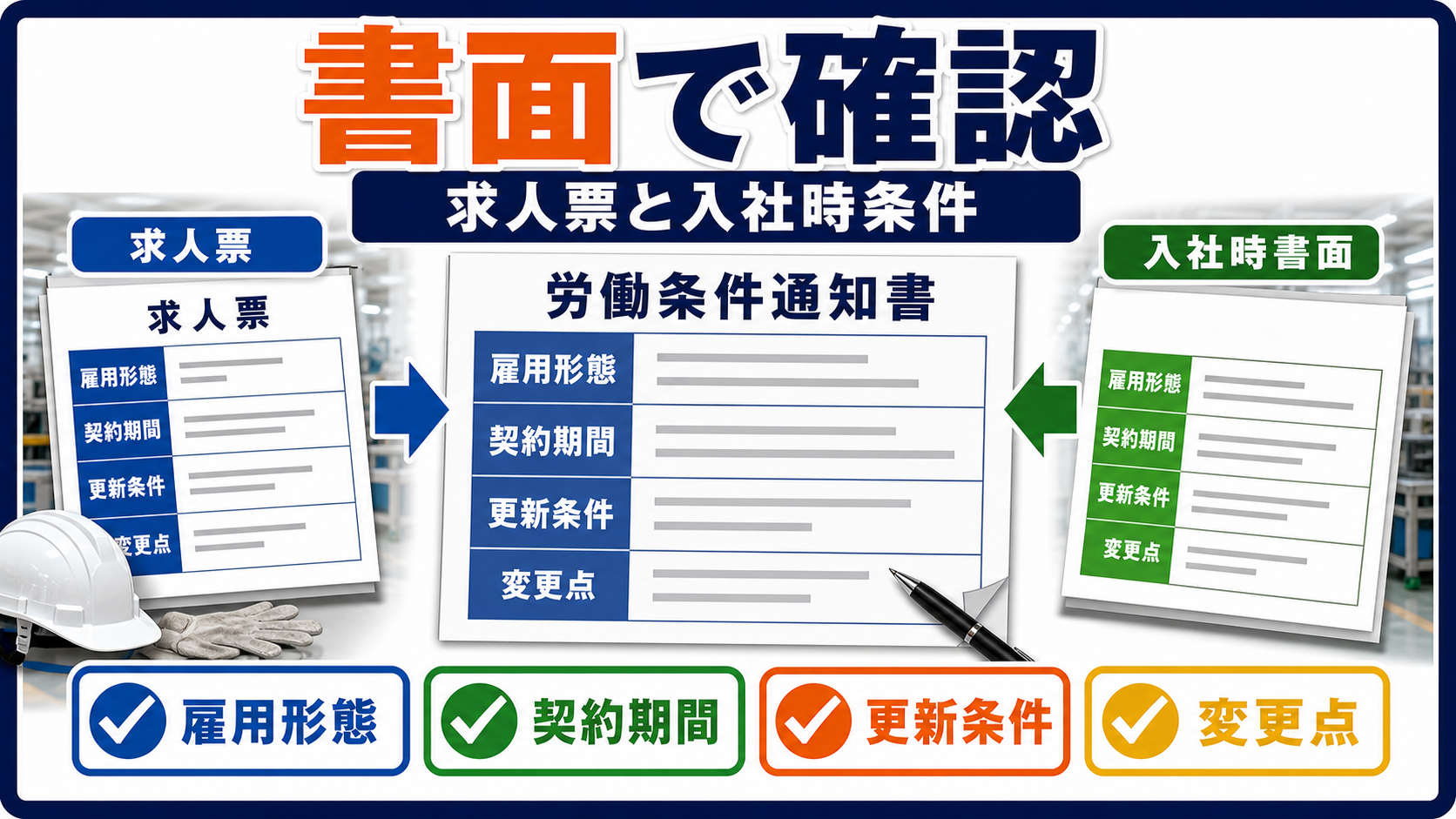 第5章｜雇用形態と契約更新の書面を確認するの要点を整理した本文中の要約画像