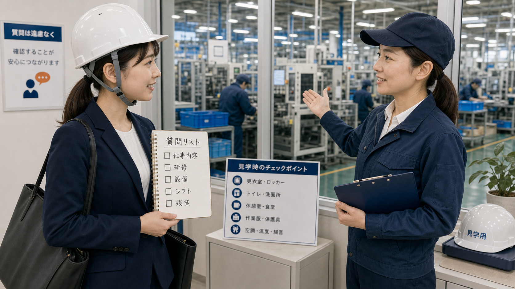 第9章「応募前・面接・見学で使える質問リスト」の要点を整理したインフォグラフィック。応募前の問い合わせ・面接・職場見学の3場面で使える具体的な質問15項目を一覧化し、質問の伝え方と注意点を解説した図解