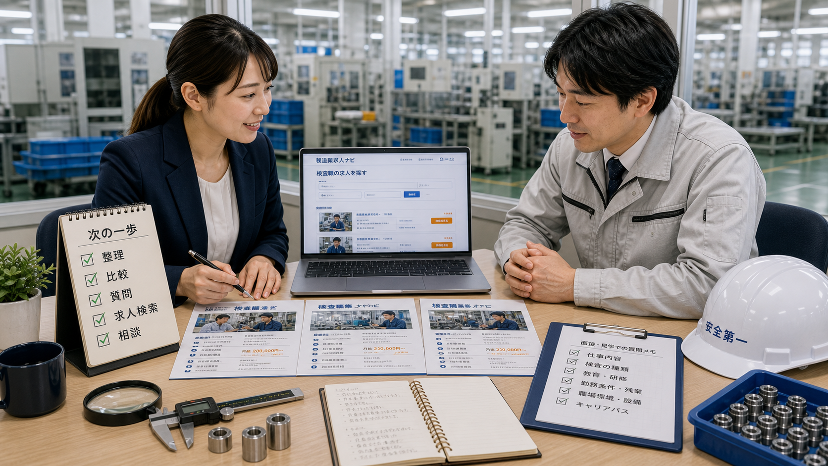 第10章「まとめ──検査職の全体像を整理して次の一歩へ」の要点を整理したインフォグラフィック。記事の要点カードと求人検索・転職相談ボタンを配置したまとめイラスト