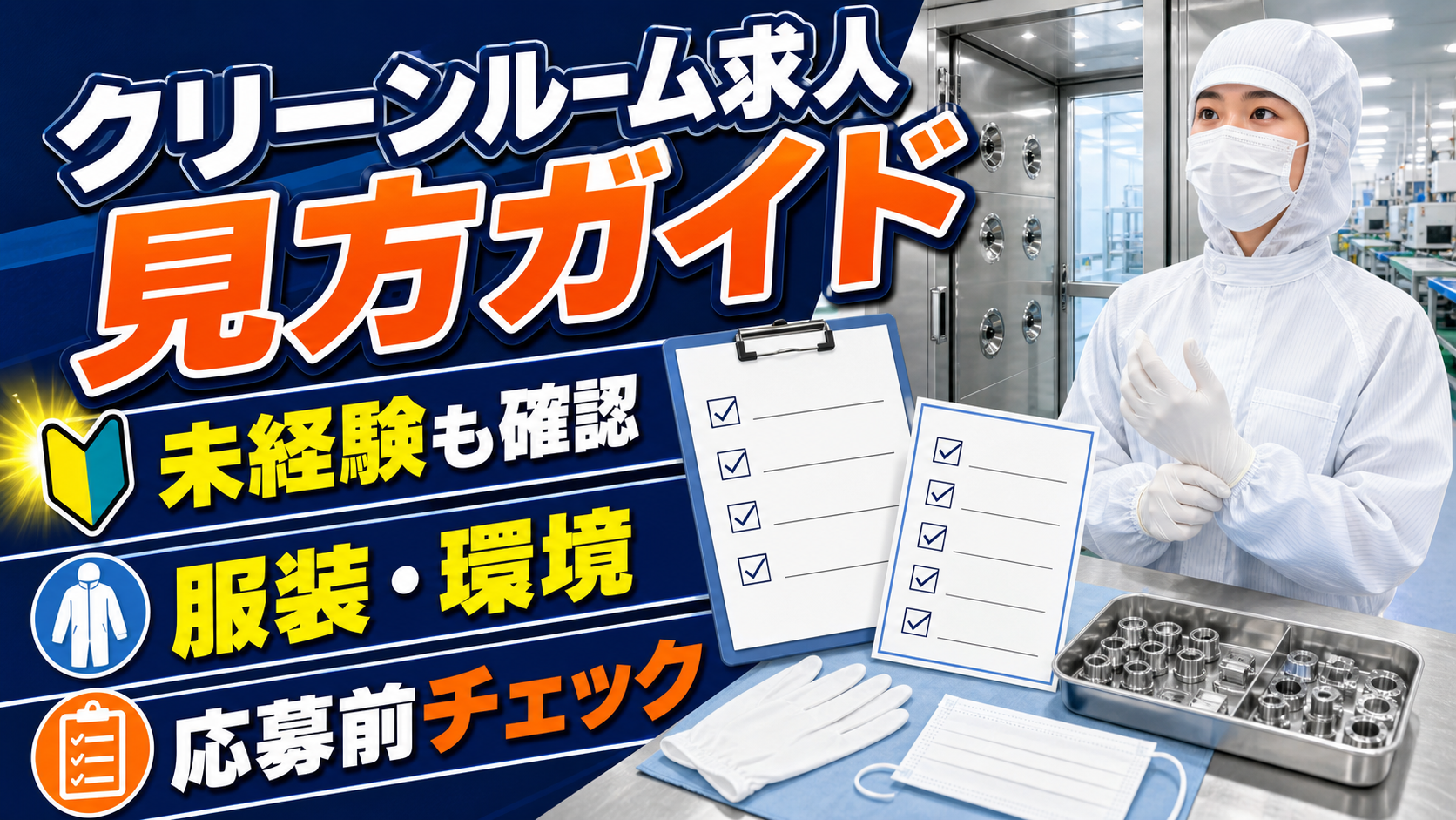 クリーンルーム求人の見方をまとめたアイキャッチ画像