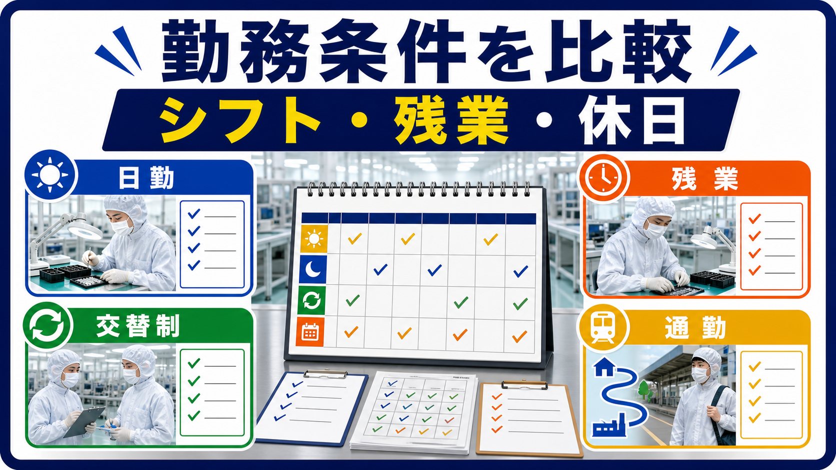 第6章｜勤務時間・シフト・残業・通勤条件を横並びで比較するの要点を整理した本文中の要約画像