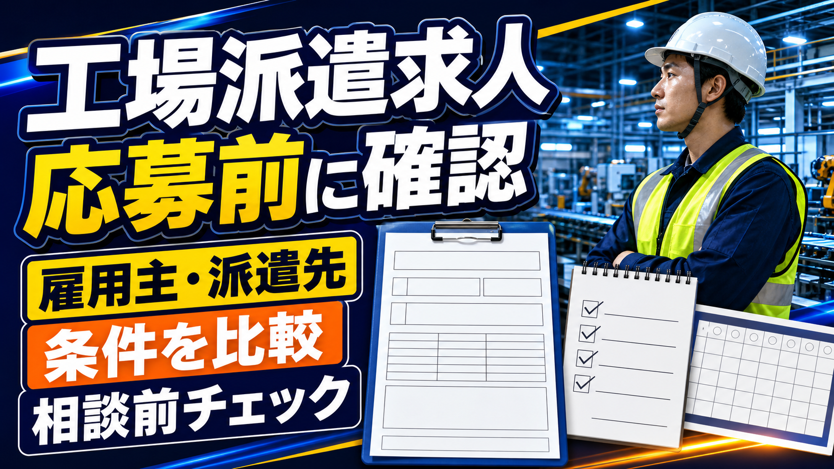 工場派遣求人を応募前に確認するためのアイキャッチ画像