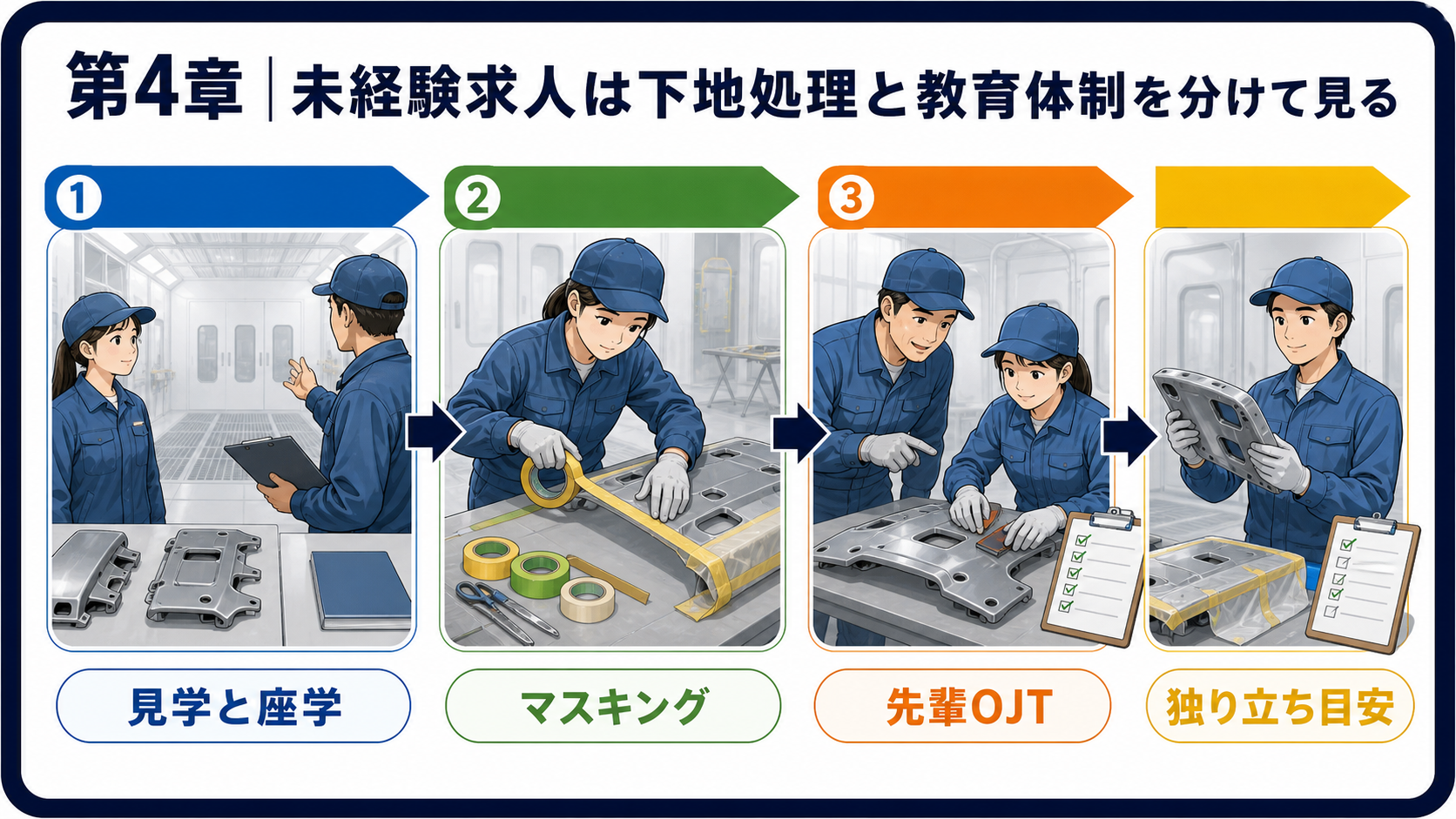 第4章｜未経験求人は下地処理と教育体制を分けて見るの要点を整理した本文中の要約画像