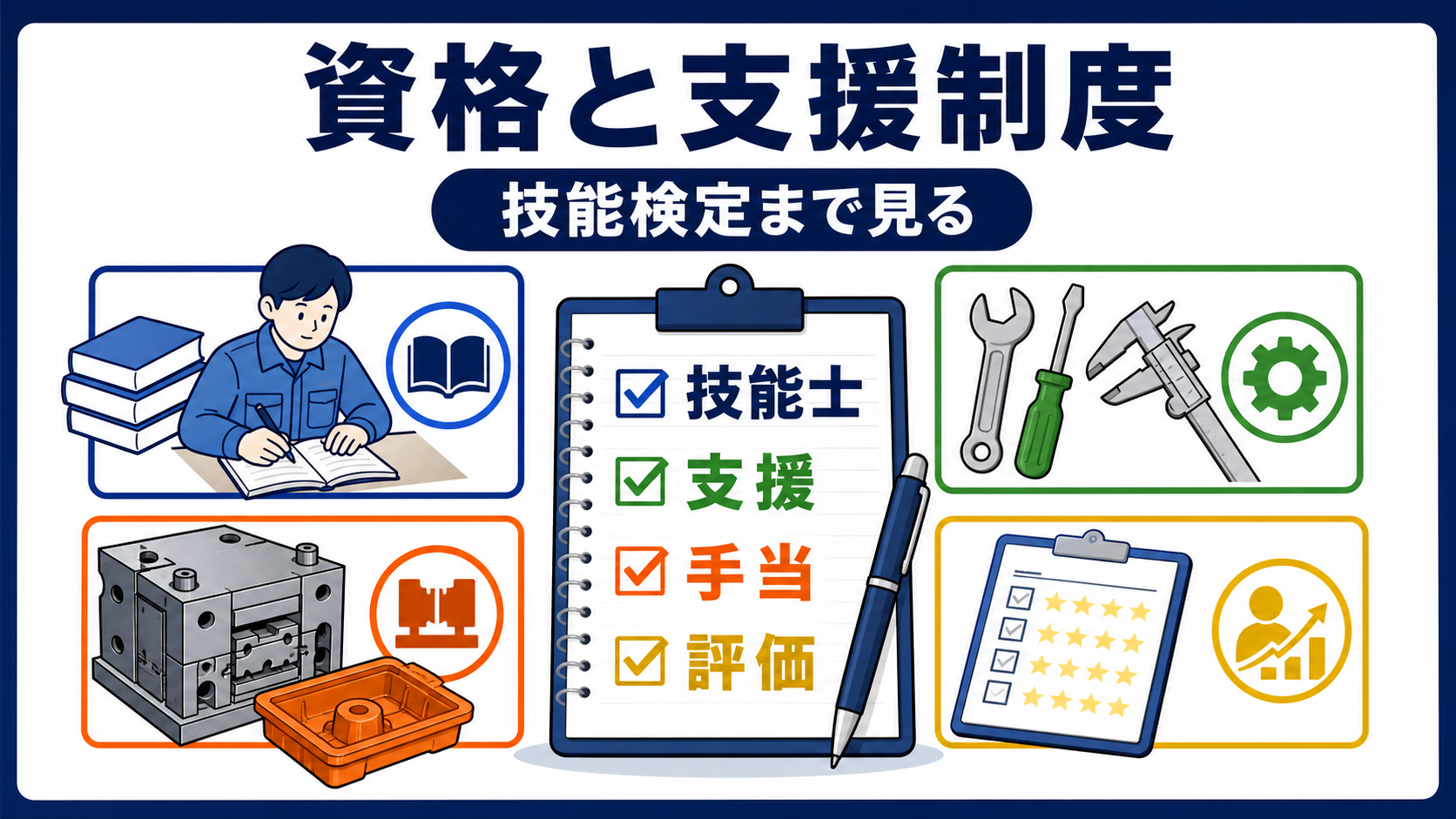 第7章｜射出成形求人の資格取得支援と評価制度を整理した本文中の要約画像