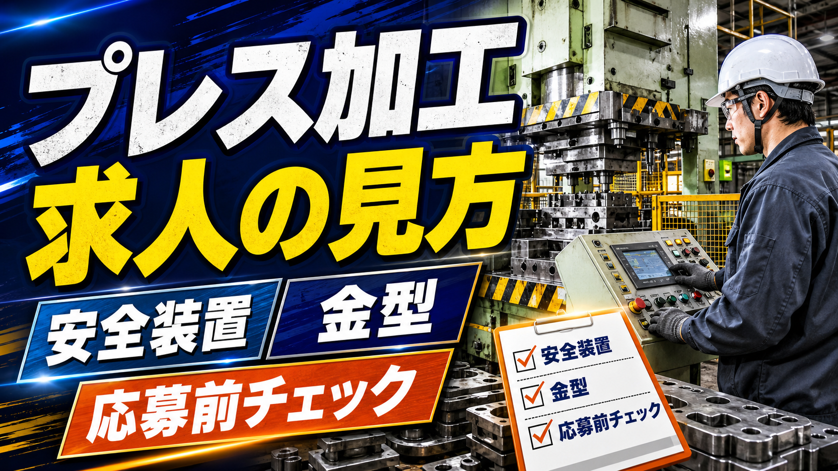 プレス加工求人の見方を安全装置、金型、応募前チェックで整理したアイキャッチ画像