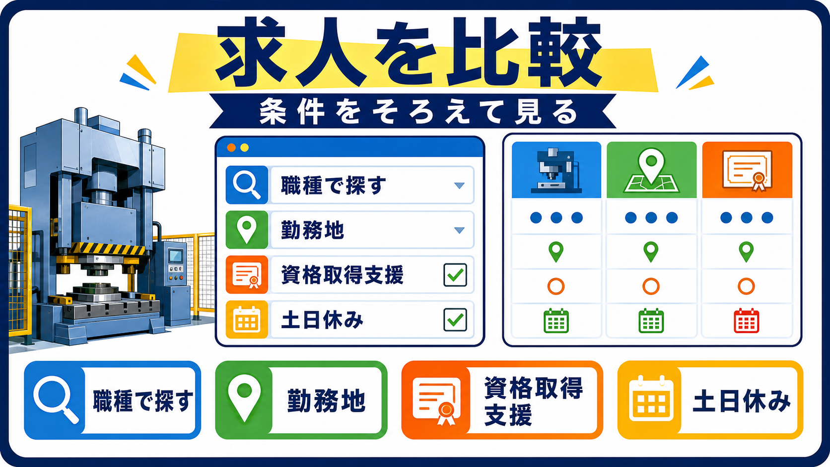 第8章｜求人検索ではプレス作業の条件を比較する要点を整理した本文中の要約画像