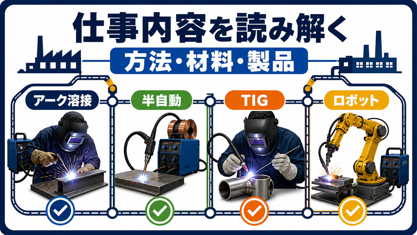 第2章｜仕事内容は溶接方法・材料・製品で読み解くの要点を整理した本文中の要約画像