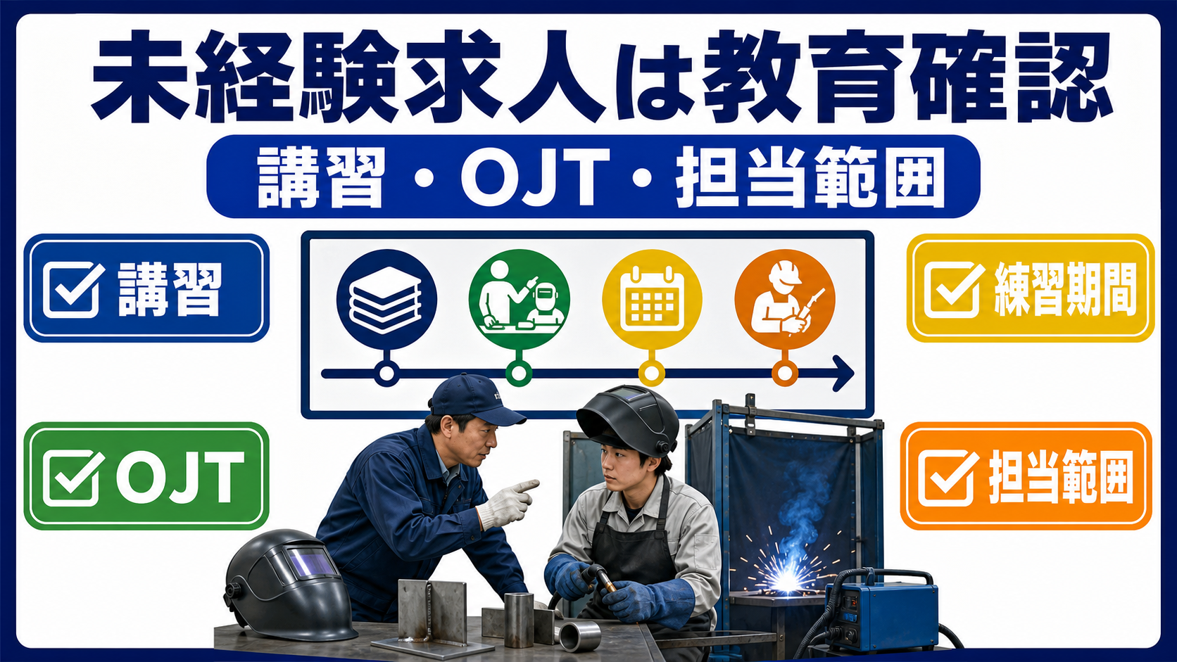 第3章｜未経験歓迎求人は講習・OJT・担当範囲を確認するの要点を整理した本文中の要約画像