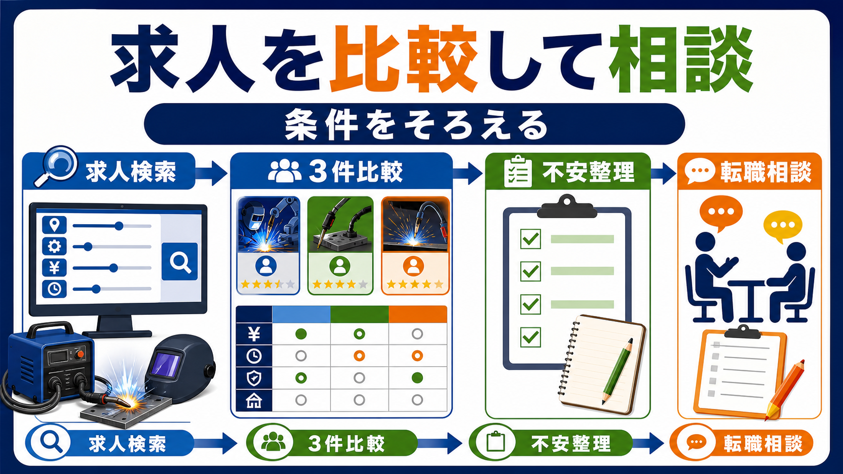 第8章｜求人検索と転職相談で溶接求人を比較するの要点を整理した本文中の要約画像