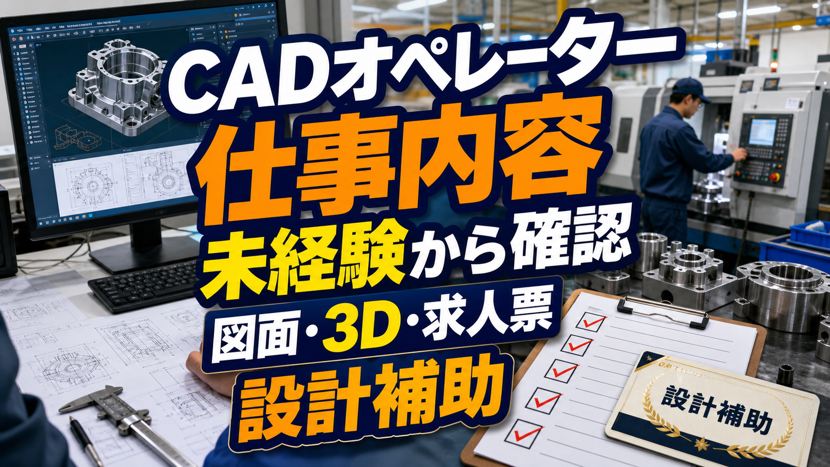 CADオペレーターの仕事内容と未経験求人の確認ポイントをまとめたアイキャッチ画像