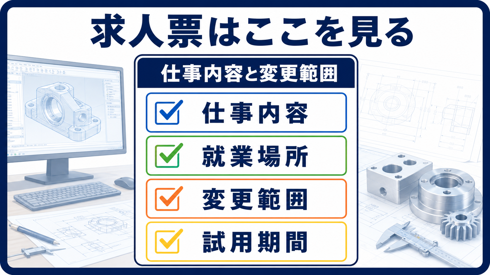 第4章｜求人票では仕事内容・就業場所・変更範囲を見るの要点を整理した本文中の要約画像
