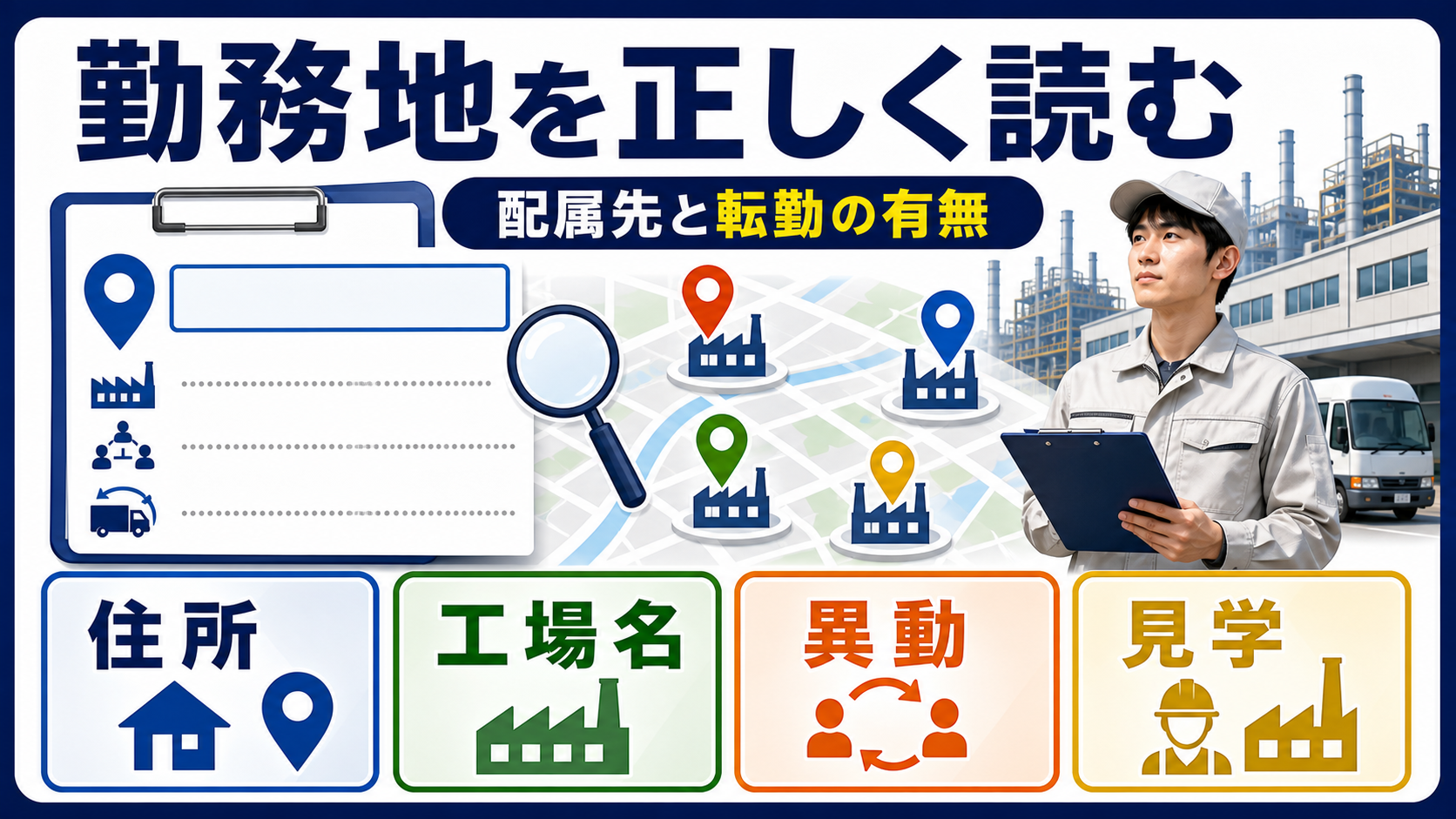 第2章｜勤務地・配属先・転勤可能性を読み分けるの要点を整理した本文中の要約画像