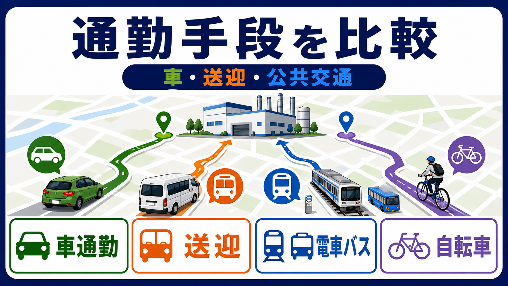 第5章｜車通勤・送迎・公共交通の違いを見るの要点を整理した本文中の要約画像