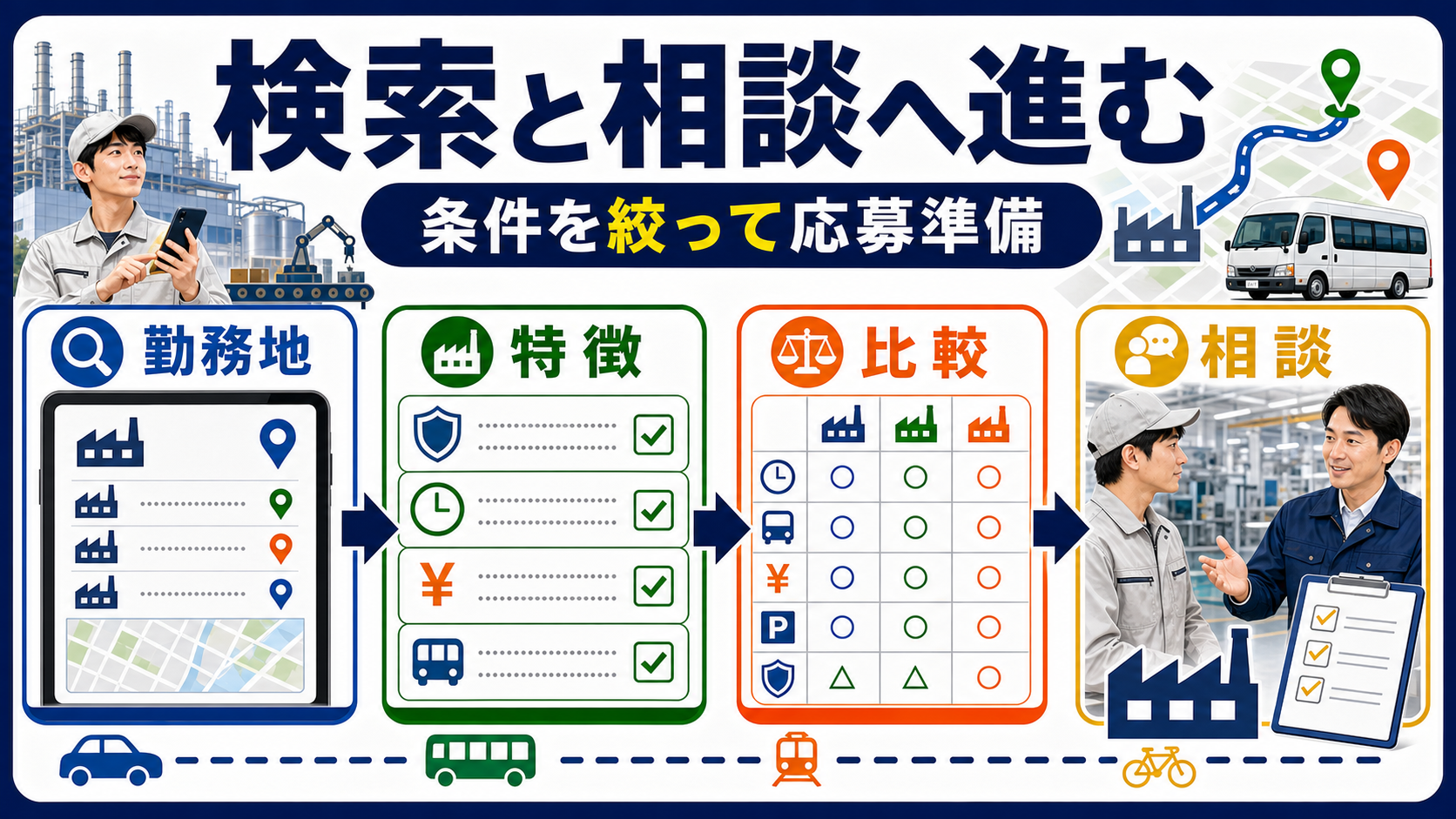 第8章｜求人検索と相談で通勤条件をすり合わせるの要点を整理した本文中の要約画像