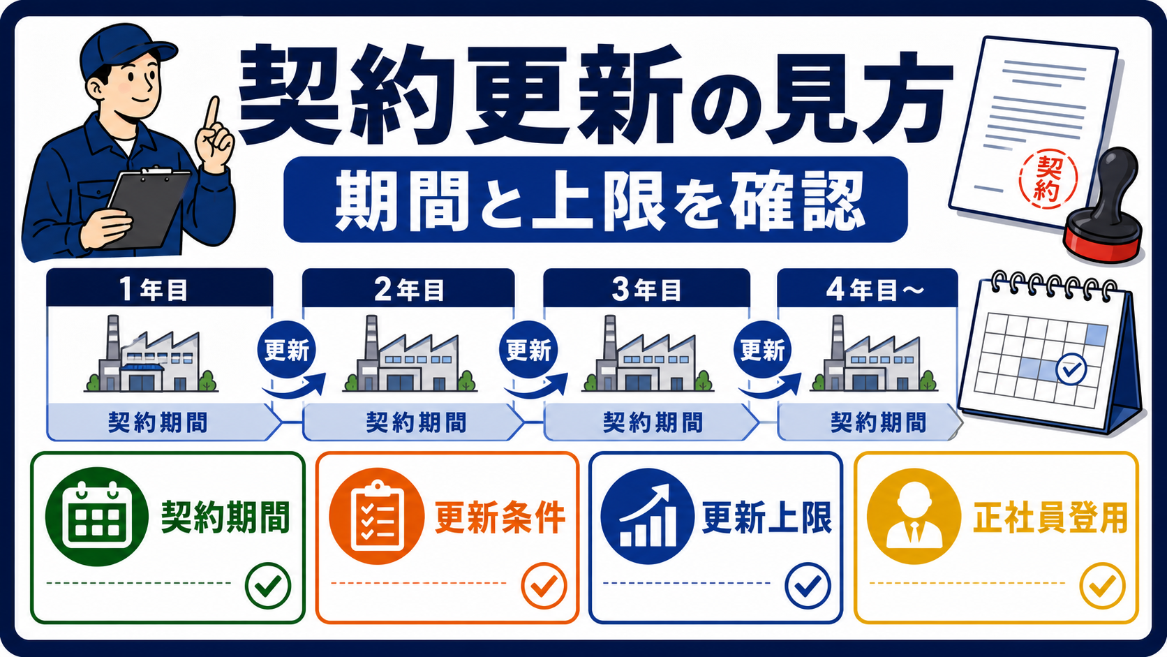 第4章｜契約更新と更新上限を見るの要点を整理した本文中の要約画像