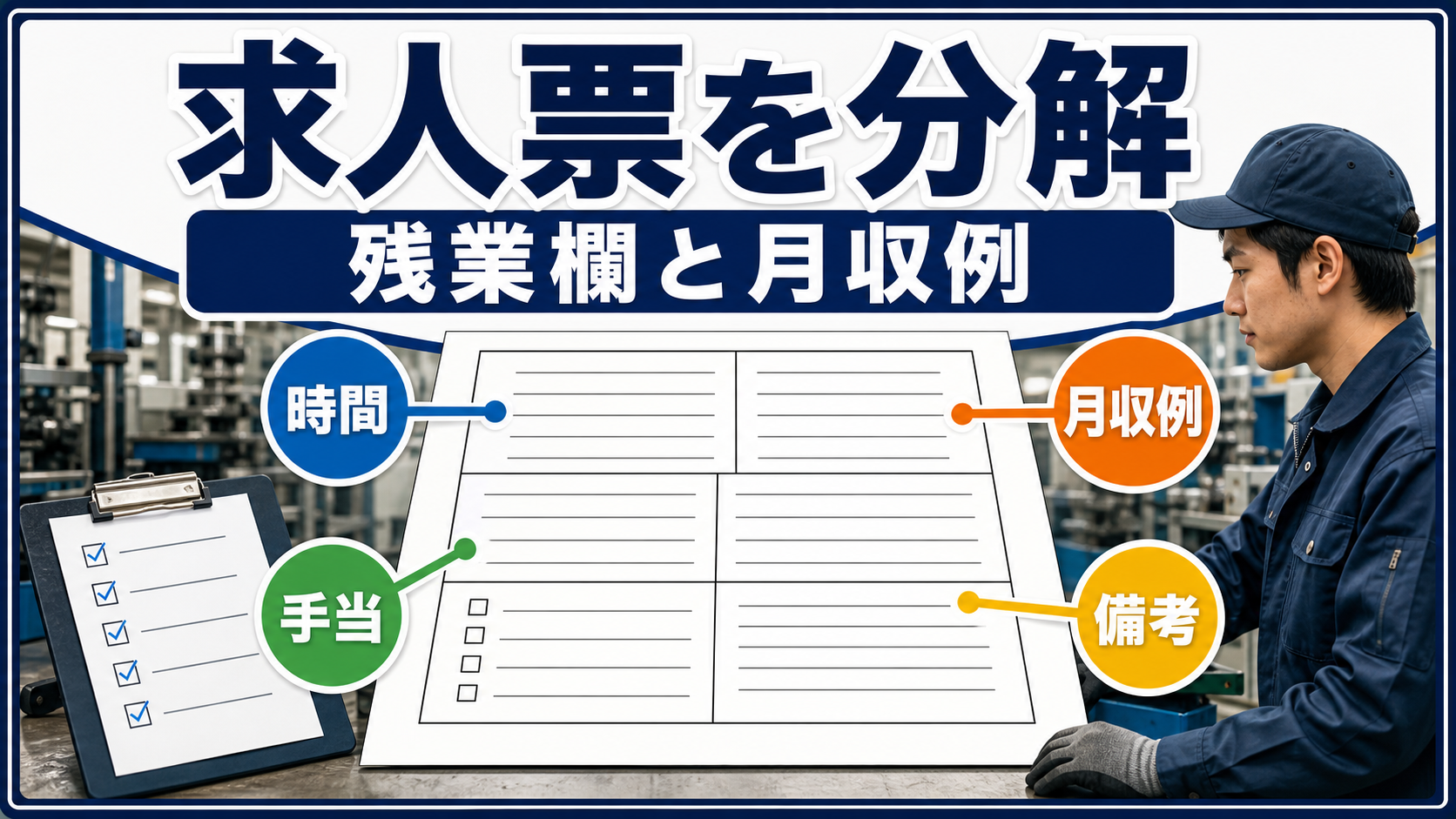 第2章｜求人票で残業欄と月収例を分けて読むの要点を整理した本文中の要約画像