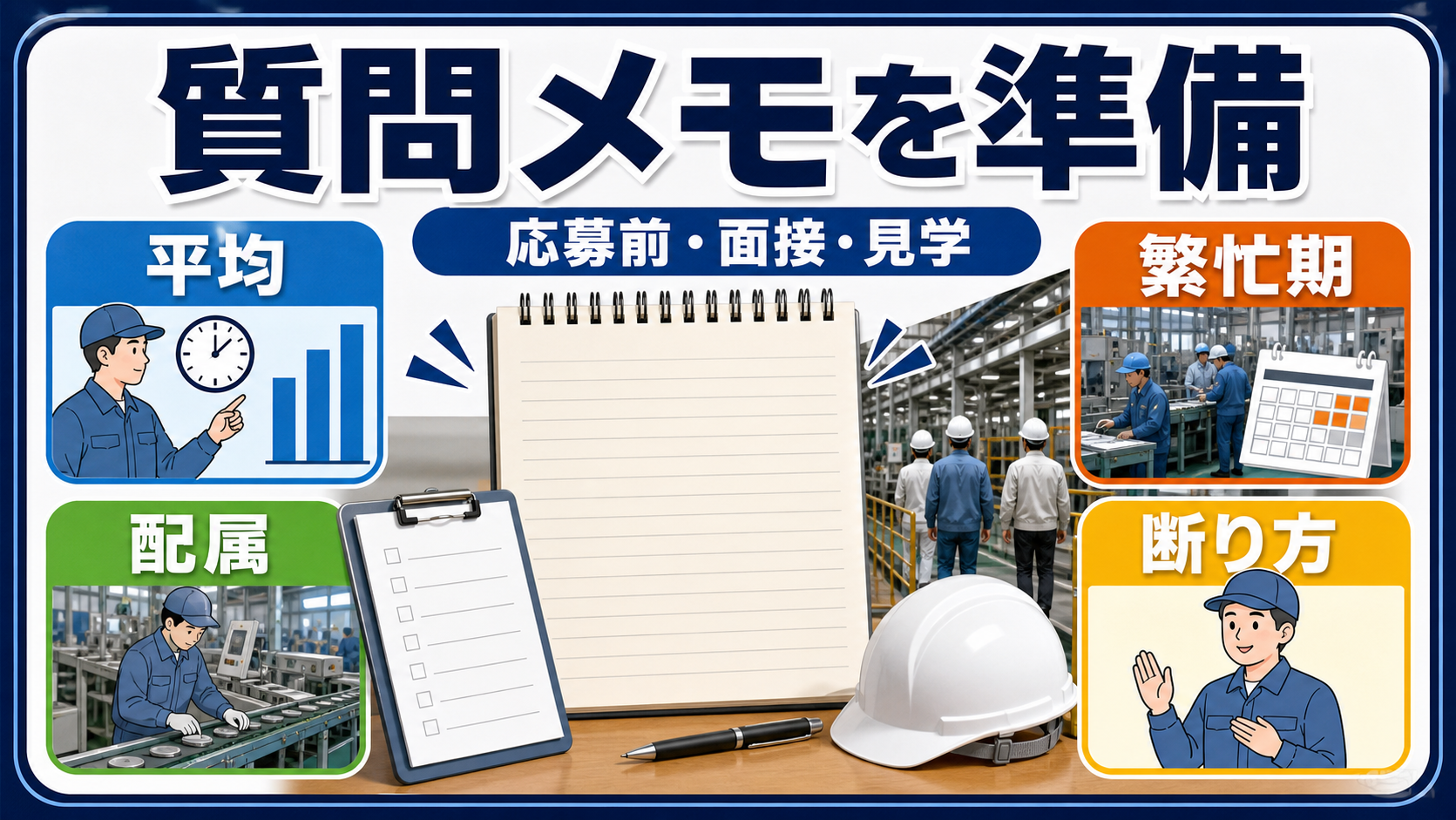 第7章｜応募前・面接・職場見学で質問するの要点を整理した本文中の要約画像