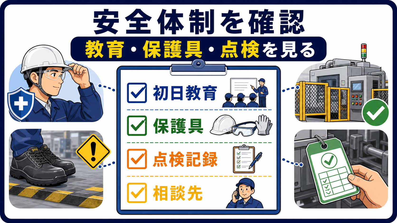 第5章｜安全教育・保護具・設備点検は続けやすさに直結するの要点を整理した本文中の要約画像